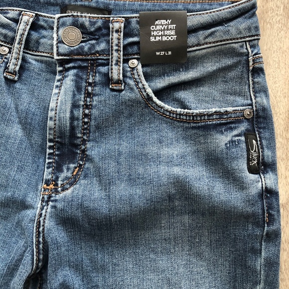 Silver Jeans, Avery, Slim, Bootcut, Curvy Fit, High Rise, Indigo Size 27/31, NEW - Picture 7 of 16